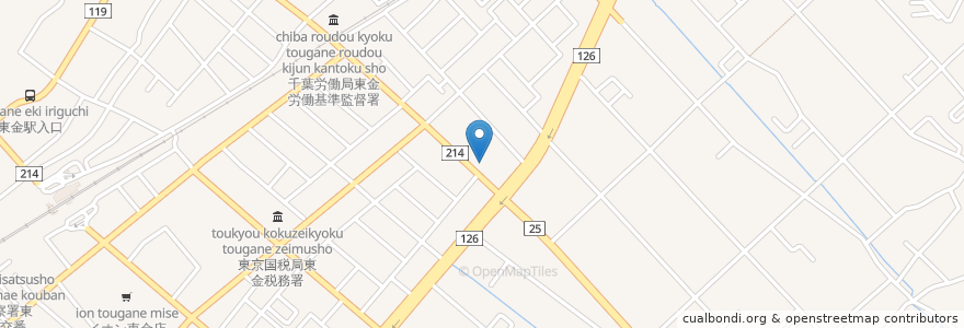 Mapa de ubicacion de 京葉銀行 en 일본, 지바현, 東金市.