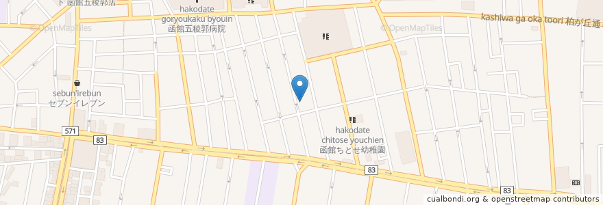 Mapa de ubicacion de 函館松陰郵便局 en Япония, Хоккайдо, Округ Осима, Хакодатэ.