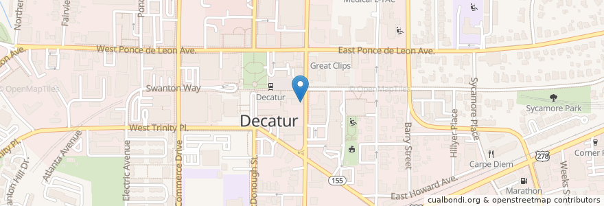 Mapa de ubicacion de Victory Sandwich Bar en アメリカ合衆国, ジョージア州, Dekalb County, Decatur.