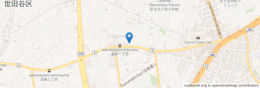 Mapa de ubicacion de らいえ en Jepun, 東京都, 世田谷区.