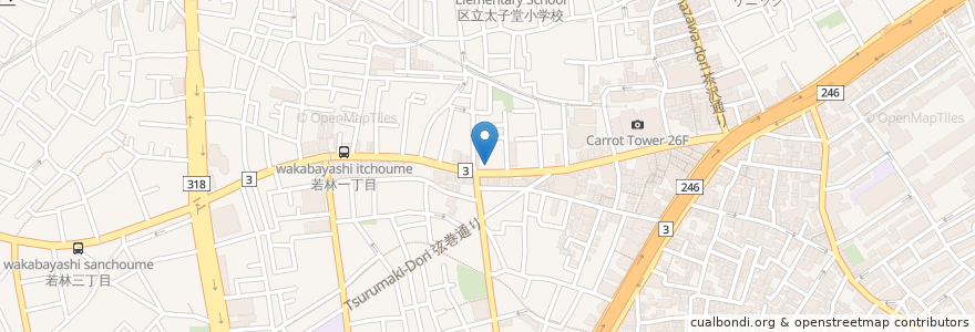 Mapa de ubicacion de とんき en Japonya, 東京都, 世田谷区.