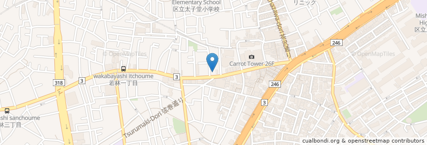 Mapa de ubicacion de 東京餃子櫻 en اليابان, 東京都, 世田谷区.