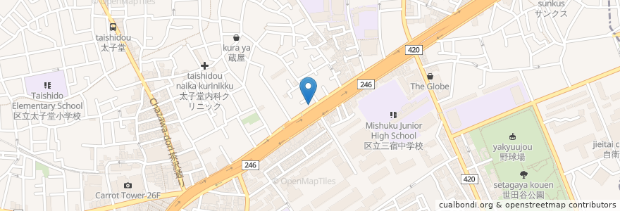 Mapa de ubicacion de 油坊主 en Japonya, 東京都, 世田谷区.