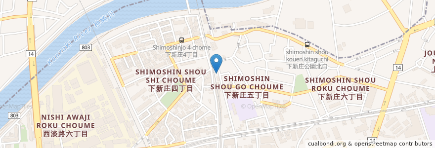 Mapa de ubicacion de 小紅楼 en 일본, 오사카부, 東淀川区.