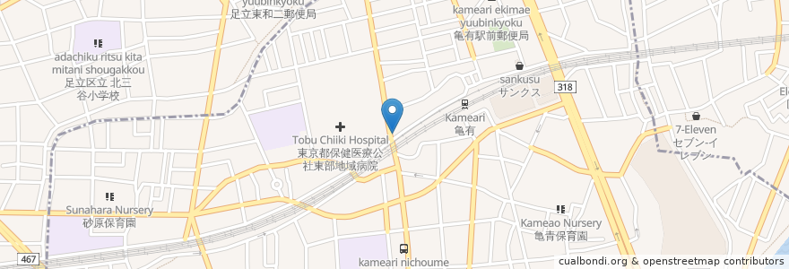 Mapa de ubicacion de 亀有角海老 en Giappone, Tokyo, 足立区.