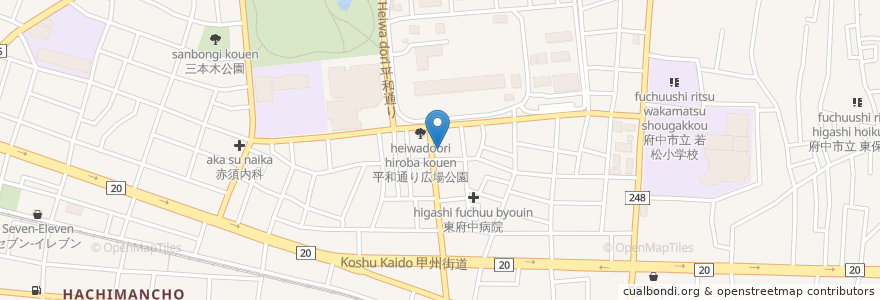 Mapa de ubicacion de 府中ダービー en 日本, 東京都, 府中市.