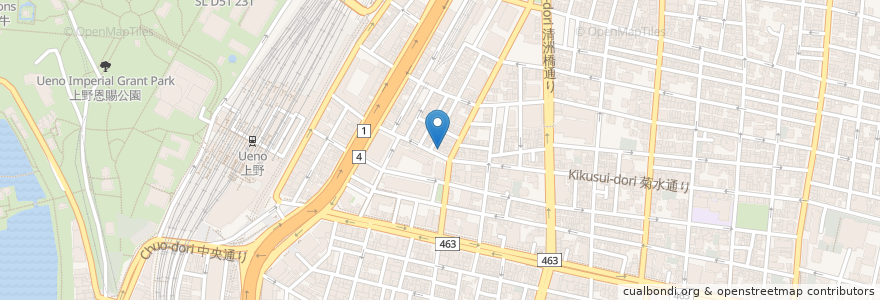 Mapa de ubicacion de 酒処 ちょうさん en ژاپن, 東京都, 台東区.