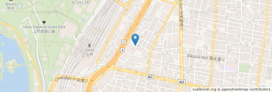 Mapa de ubicacion de 喫茶ひまわり en Jepun, 東京都, 台東区.