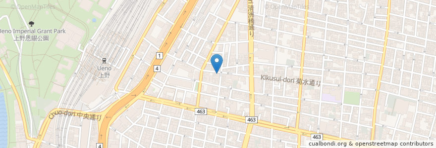 Mapa de ubicacion de 長寿庵 en 日本, 東京都, 台東区.