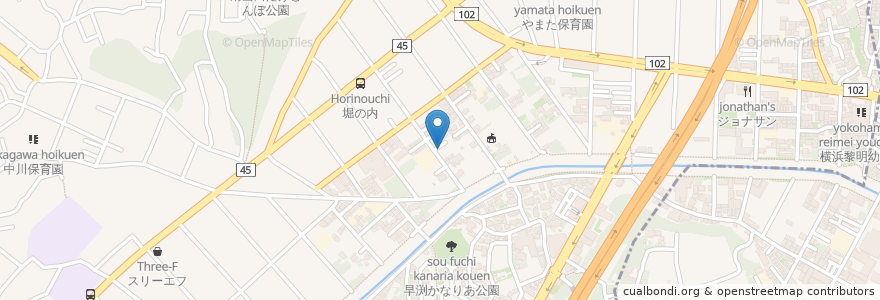 Mapa de ubicacion de レンタカー駐車場 en 日本, 神奈川縣, 横滨市, 都筑区.