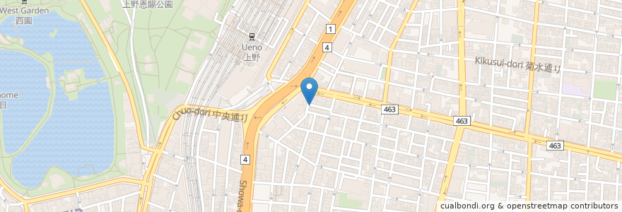 Mapa de ubicacion de もつ焼 カミヤ en Japon, Tokyo, 台東区.