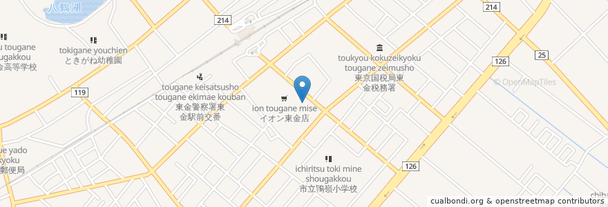 Mapa de ubicacion de 千葉興業銀行 en Japon, Préfecture De Chiba, 東金市.