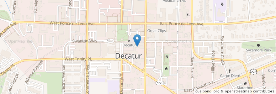 Mapa de ubicacion de Raging Taco en アメリカ合衆国, ジョージア州, Dekalb County, Decatur.