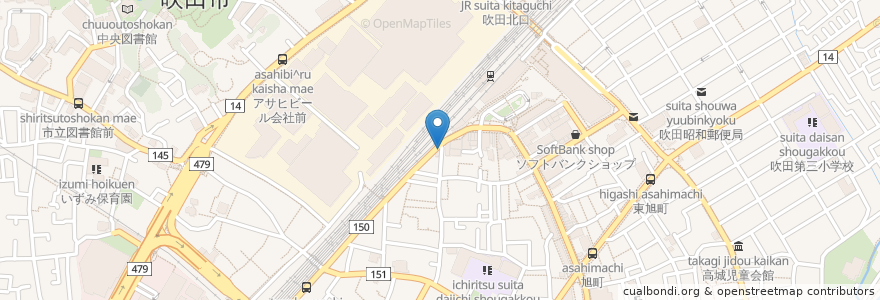 Mapa de ubicacion de 麺屋魁 en 일본, 오사카부, 吹田市.