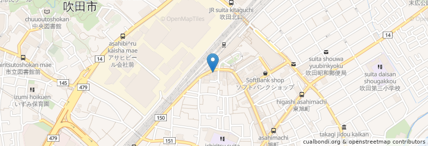 Mapa de ubicacion de 鳥貴族 吹田店 en اليابان, أوساكا, 吹田市.