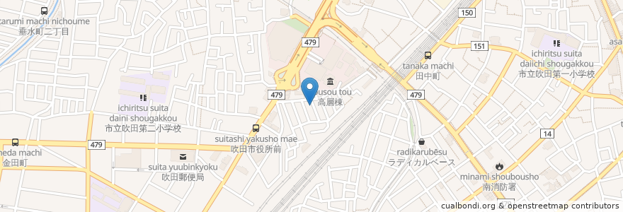 Mapa de ubicacion de かえで en ژاپن, 大阪府, 吹田市.