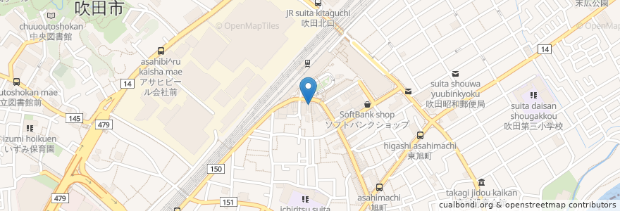 Mapa de ubicacion de ビストロ グールマン en Japón, Prefectura De Osaka, 吹田市.