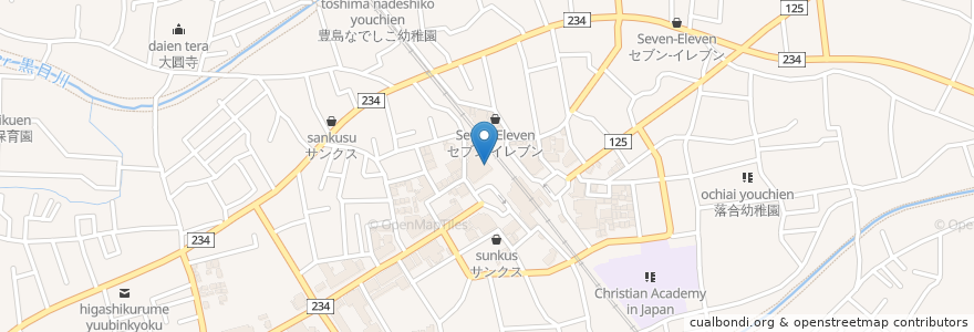 Mapa de ubicacion de たましん en 日本, 東京都, 東久留米市.