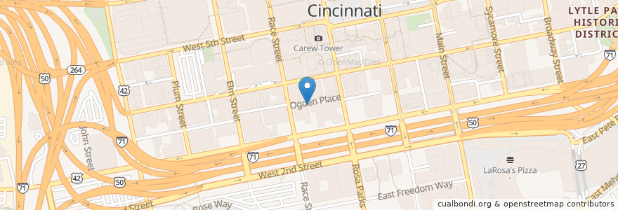 Mapa de ubicacion de O'Malley’s in the Alley en アメリカ合衆国, ケンタッキー州, Hamilton County, Cincinnati.