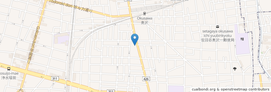 Mapa de ubicacion de OKUSAWA FACTORY en اليابان, 東京都, 世田谷区.