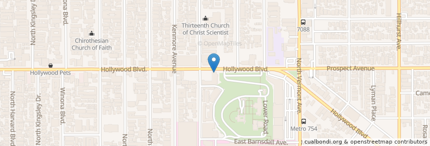 Mapa de ubicacion de Yuca's on Hollywood en United States, California, Los Angeles County, Los Angeles.