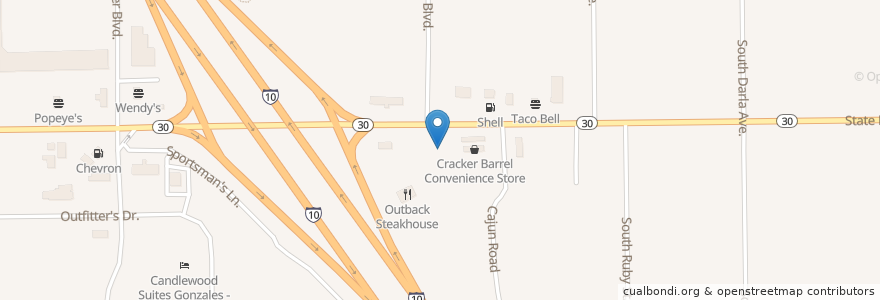 Mapa de ubicacion de Chick-fil-A en الولايات المتّحدة الأمريكيّة, لويزيانا, Ascension Parish, Gonzales.