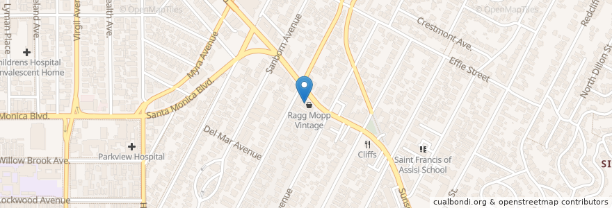Mapa de ubicacion de Flore Vegan en 美利坚合众国/美利堅合眾國, 加利福尼亚州/加利福尼亞州, 洛杉矶县, 洛杉矶.