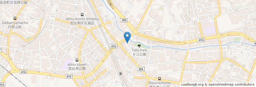 Mapa de ubicacion de Nikuzushi Ebisu Yokocho en Japón, Tokio, Shibuya, Ebisu.