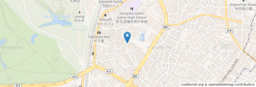 Mapa de ubicacion de Zaku Zaku cream puff en 日本, 東京都, 渋谷区.