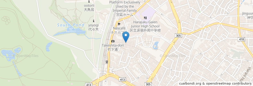 Mapa de ubicacion de Kin no Torikara en Japonya, 東京都, 渋谷区.