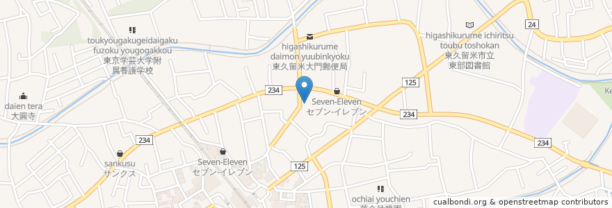 Mapa de ubicacion de 門前稲荷神社 en 日本, 東京都, 東久留米市.