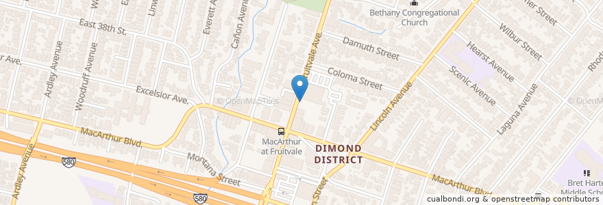 Mapa de ubicacion de The Mailbox en Amerika Syarikat, California, Alameda County, Oakland.