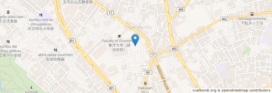 Mapa de ubicacion de 蓮久寺 en 日本, 東京都, 文京区.