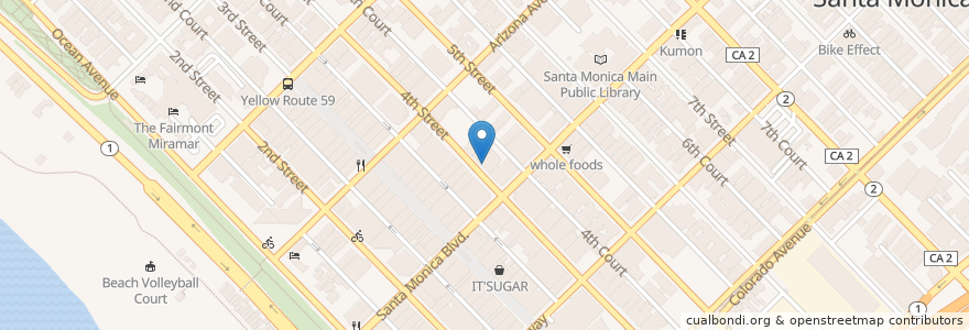 Mapa de ubicacion de sweetgreen en United States, California, Los Angeles County.