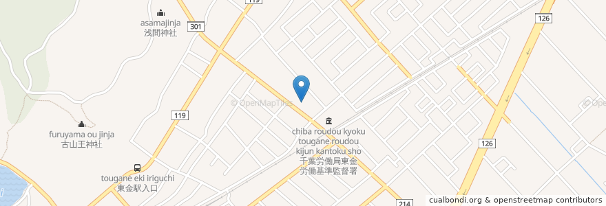 Mapa de ubicacion de ヤックスドラッグ 東金新町店 en 日本, 千葉県, 東金市.