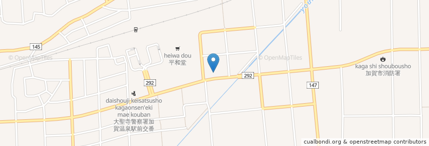 Mapa de ubicacion de 魚民 加賀温泉駅前店 en ژاپن, 石川県, 加賀市.
