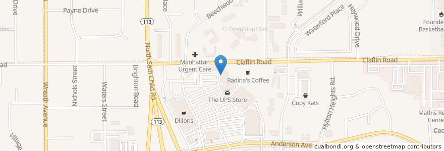 Mapa de ubicacion de The UPS Store en アメリカ合衆国, カンザス州, Riley County, Manhattan.