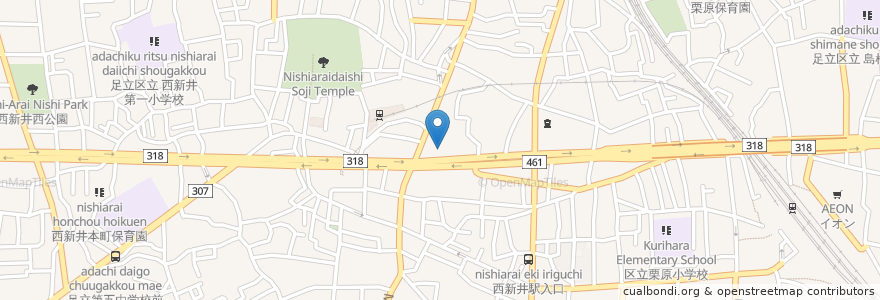 Mapa de ubicacion de 江北診療所 en 日本, 東京都, 足立区.