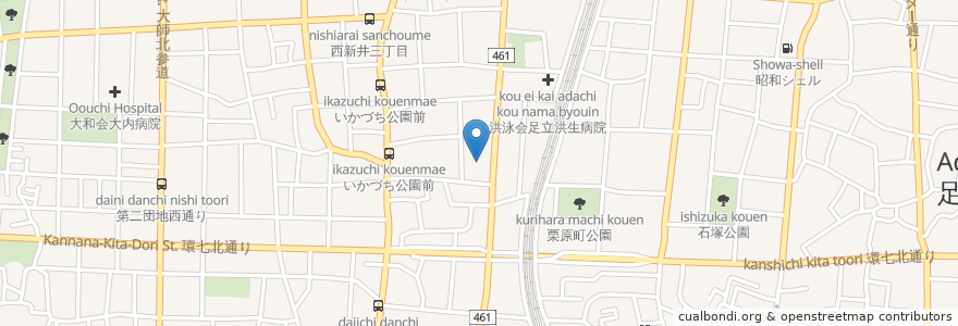 Mapa de ubicacion de 江戸一 en ژاپن, 東京都, 足立区.