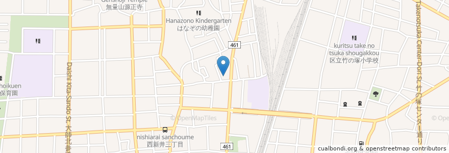 Mapa de ubicacion de たんぽぽ保育所 en Jepun, 東京都, 足立区.