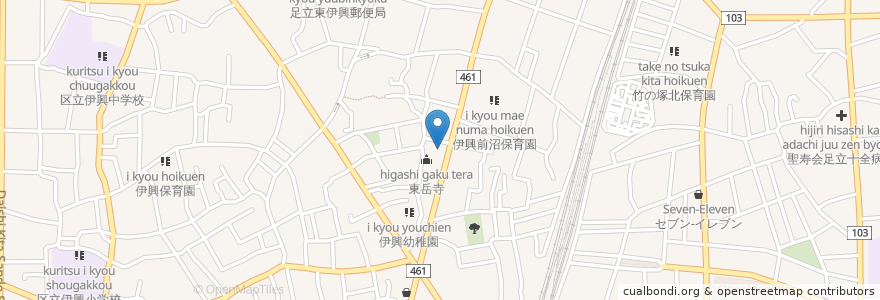 Mapa de ubicacion de 焼くべえ en 日本, 东京都/東京都, 足立区.