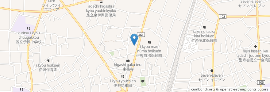 Mapa de ubicacion de 丸亀製麺 en 日本, 东京都/東京都, 足立区.