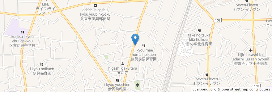 Mapa de ubicacion de 長興屋 en 日本, 東京都, 足立区.