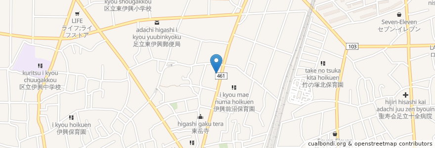 Mapa de ubicacion de てつまる en Japonya, 東京都, 足立区.