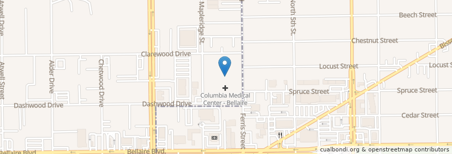 Mapa de ubicacion de Behavioral Hospital of Bellaire en United States, Texas, Houston, Harris County.