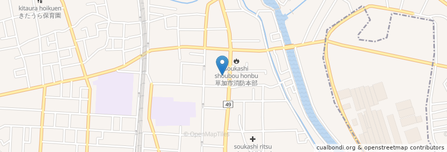 Mapa de ubicacion de 華屋与兵衛 en Japão, 埼玉県, 草加市.