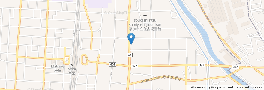 Mapa de ubicacion de 足立成和信用金庫 en Japonya, 埼玉県, 草加市.