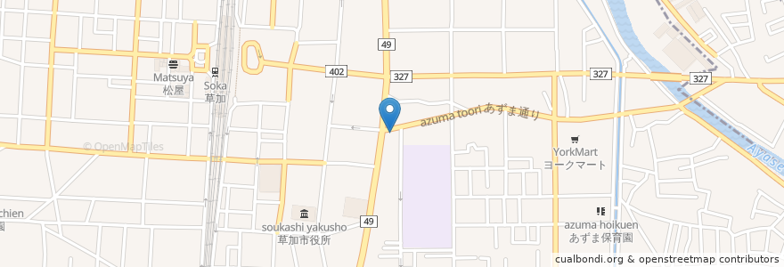 Mapa de ubicacion de 草加整形外科内科 en 日本, 埼玉県, 草加市.