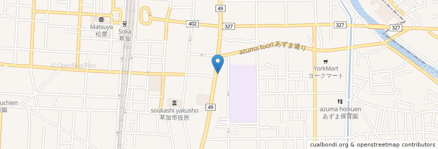 Mapa de ubicacion de かわばた en Japão, 埼玉県, 草加市.