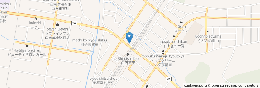 Mapa de ubicacion de キーズカフェ 白石蔵王店 en Japan, 宮城県, 白石市.